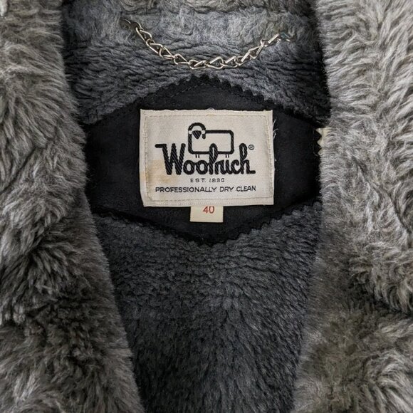 VTG Woolrich Gray Black Red Plaid Houndstooth Wool Fur Lined Long Coat 60s 70s - Picture 5 of 9